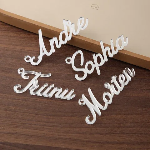 

Personalized Wedding place card Custom Name Charms Bridal Shower Decor Party Favor Laser Cut Place Cards Name tags for wedding