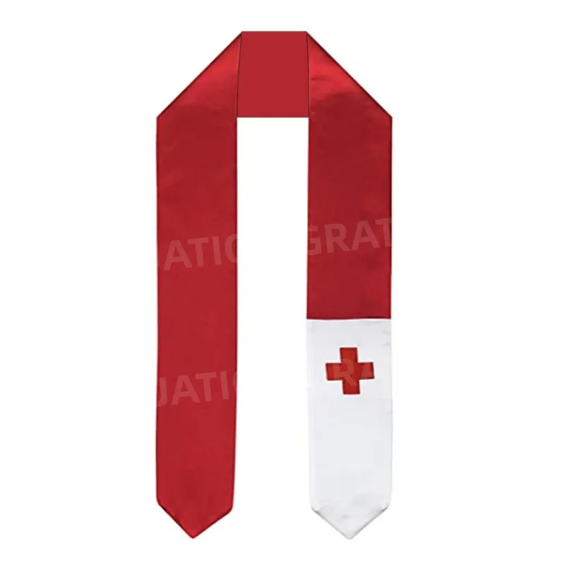 

Tonga National Flag Graduation Stole Satin Bachelor Gown Accessory Graduation Stole