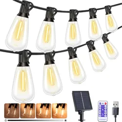 Enhanced Outdoor LED Solar String Lights with Dual USB Charging for Porch, Garden, and Camping (Solar string lights)