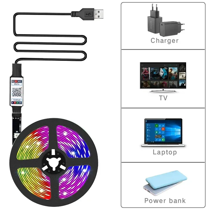 Tira de Luces LED RGB 5050 Flexible con Conexión USB y Control por App (1 m - 5 m) S130a3bc778344317b40235bea83292dcL