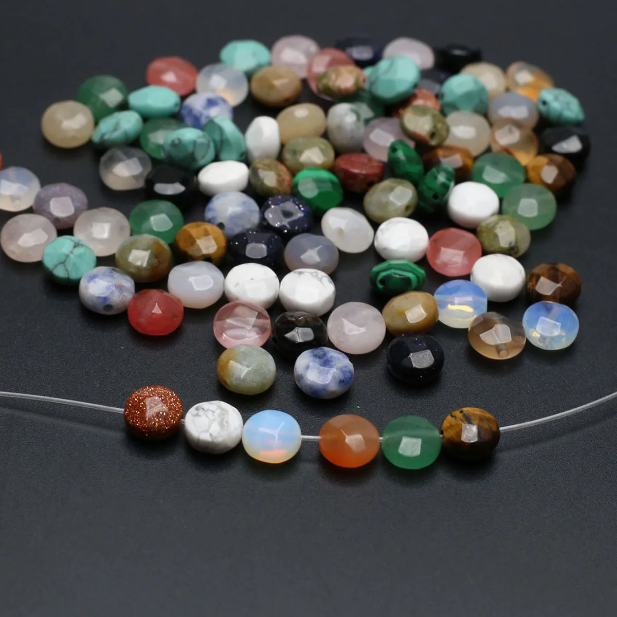 100PCS Wholesale Natural Stone Turquoise Loose Spacer Faceted Round Beads Jewelry Making DIY Necklace Bracelet Accessories Gift