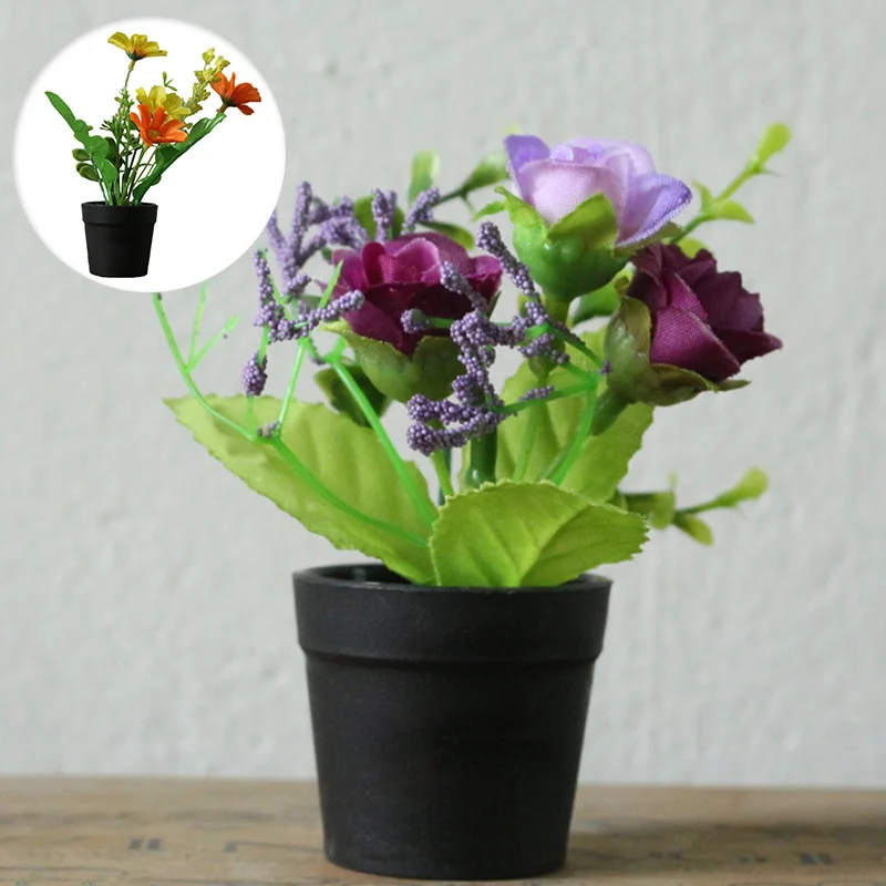 New Artificial Plants Small Bonsai Pot Plants Fake Flowers Potted