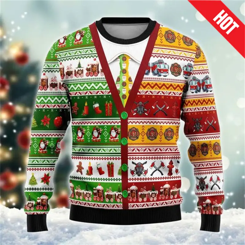 Men Women New Year Eve Xmas Sweatshirts Kid 3D Funny Suit Print Holiday Party Jumper Top Couples Pullover Ugly Christmas Sweater - Image 14