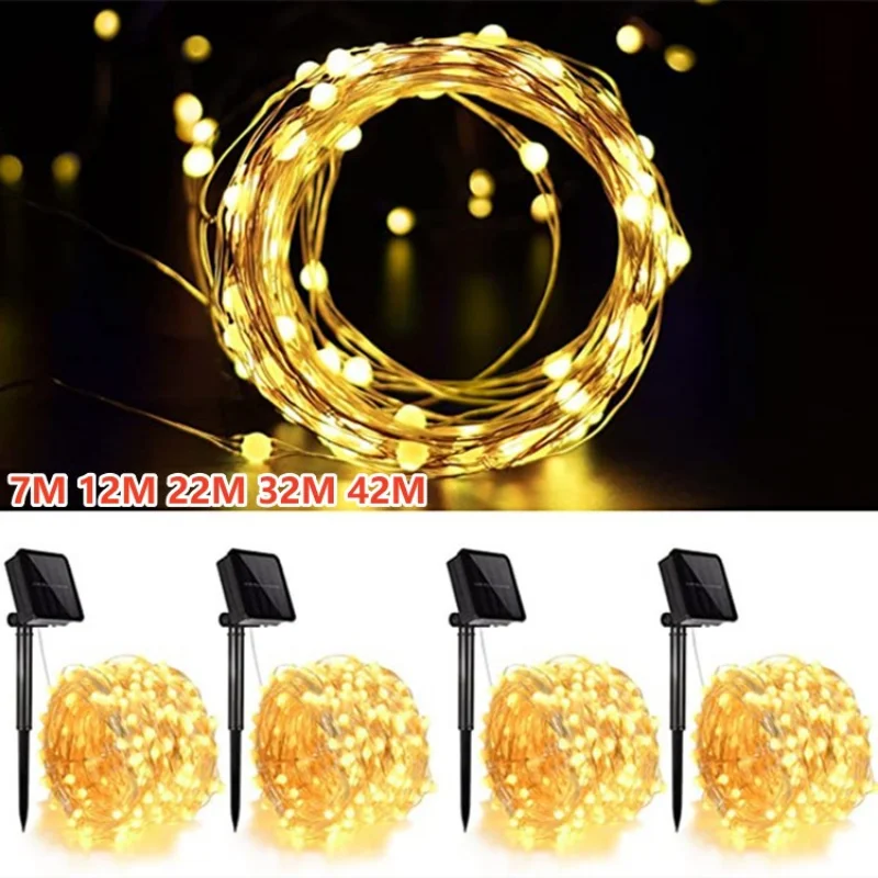 

7M 12M 32M 42M 400 Led String Light Copper Wire Solar Led Lights New Year Christmas Garland Wedding Party Decoration Fairy Light