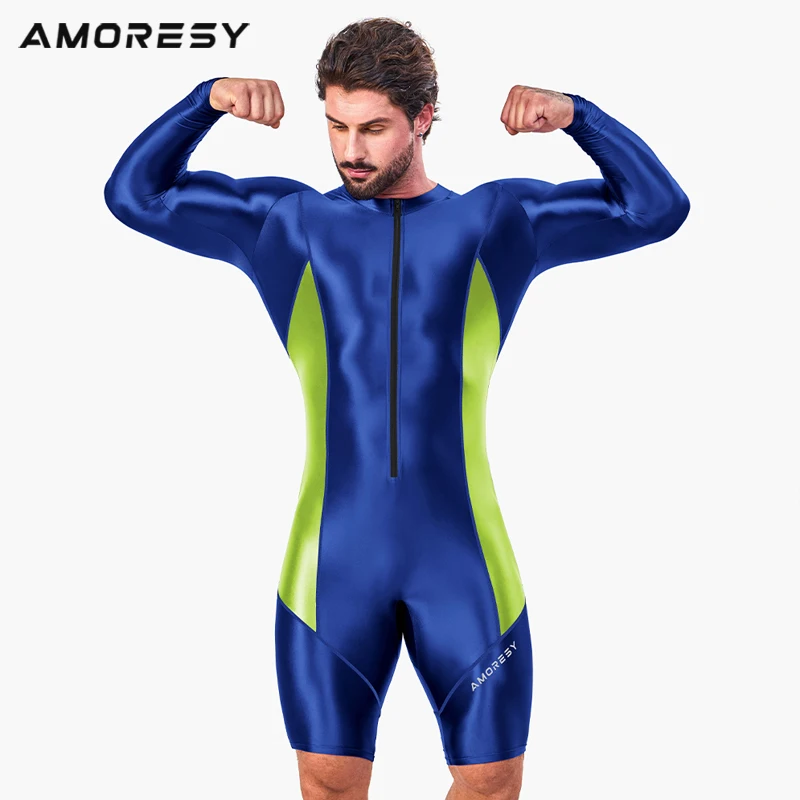 AMORESY Atticus series front zipper sports tight jumpsuit for Men Fitness