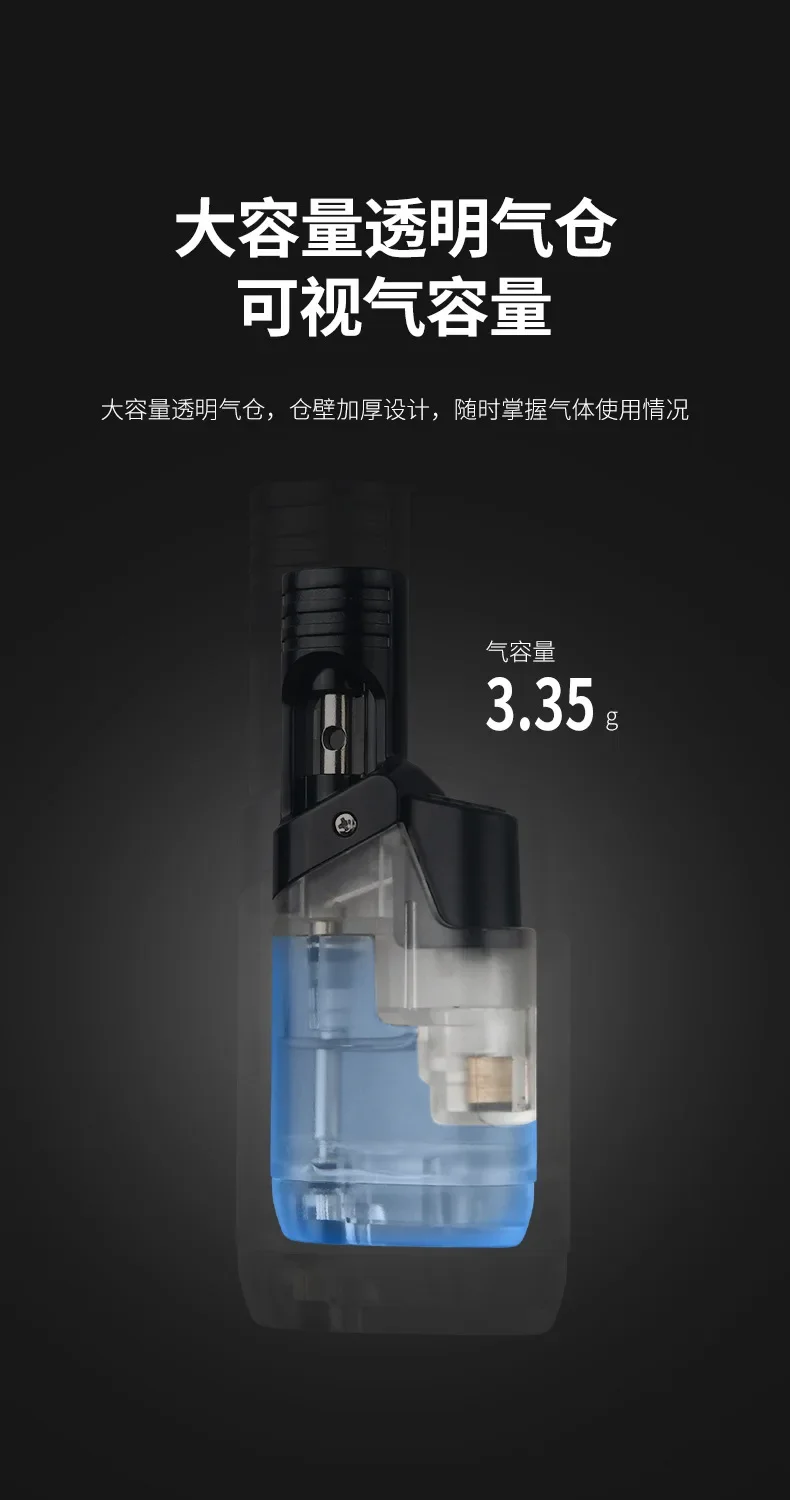 Description Picture 4 of itemHONEST Mini Welding Gun Windproof Jet Blue Fire Gas Lighter Large Capacity Oil Warehouse Outdoor Portable Cigar Lighters Smoking