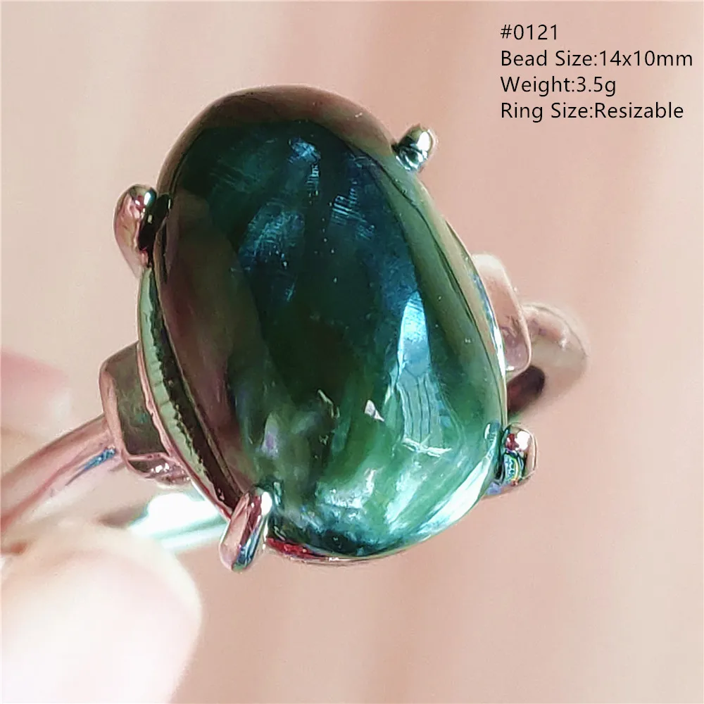 silver rings Natural Green Seraphinite Adjustable Size Ring Women Men Seraphinite Ring Clinochlore Oval Gemstone 925 Sterling Silver AAAAAA gucci ring