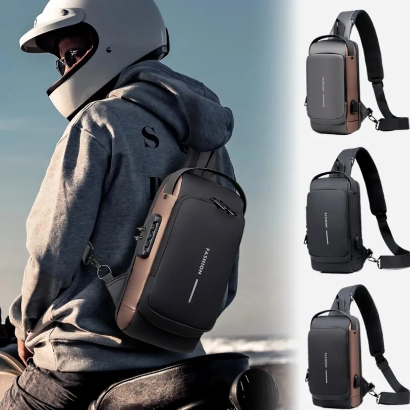 Men Multifunction Anti Theft USB Shoulder Bag Man Crossbody Cross Body Travel Sling Chest Bags Pack Messenger Pack