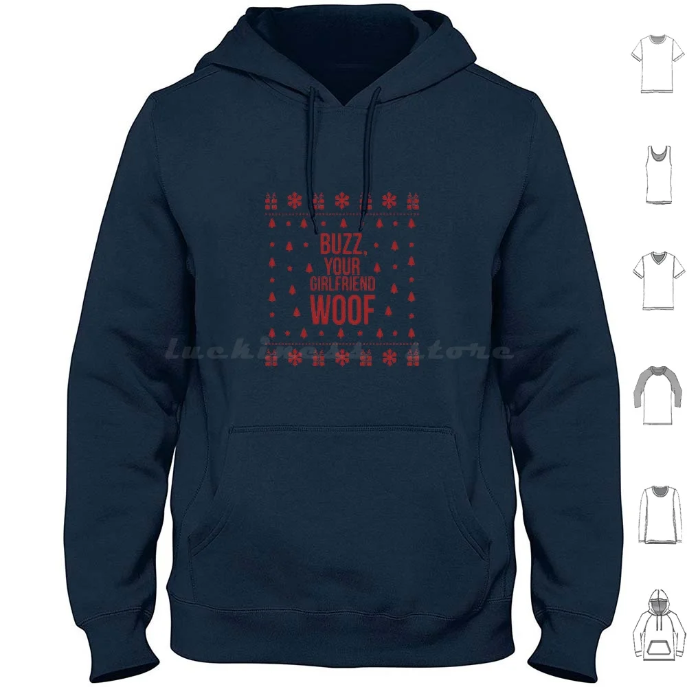Buzz La Tua Ragazza... Woof! Felpe Con Cappuccio Manica Lunga Buzz Kevin Home Fidanzata Brutto Maglione Lavorato A Maglia Natale Amore Divertente