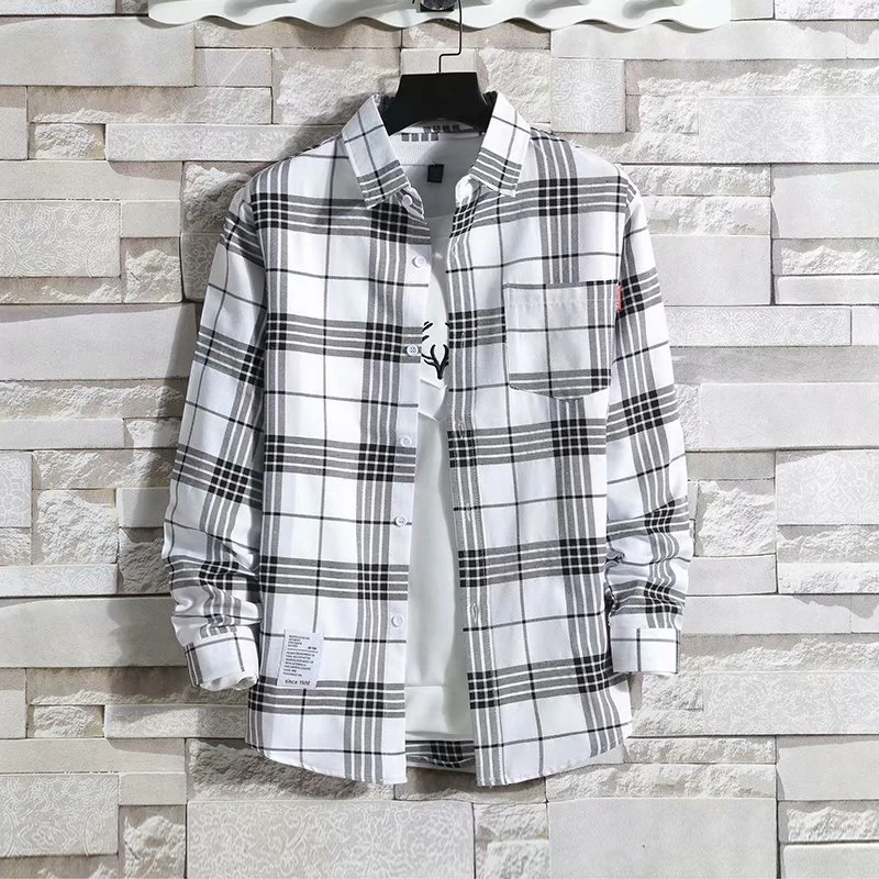 Loose Fit Plaid Long Sve irt Thin Casual Spring Autumn New Sle Men's Workwear Jaet Youth ular Daily Wear