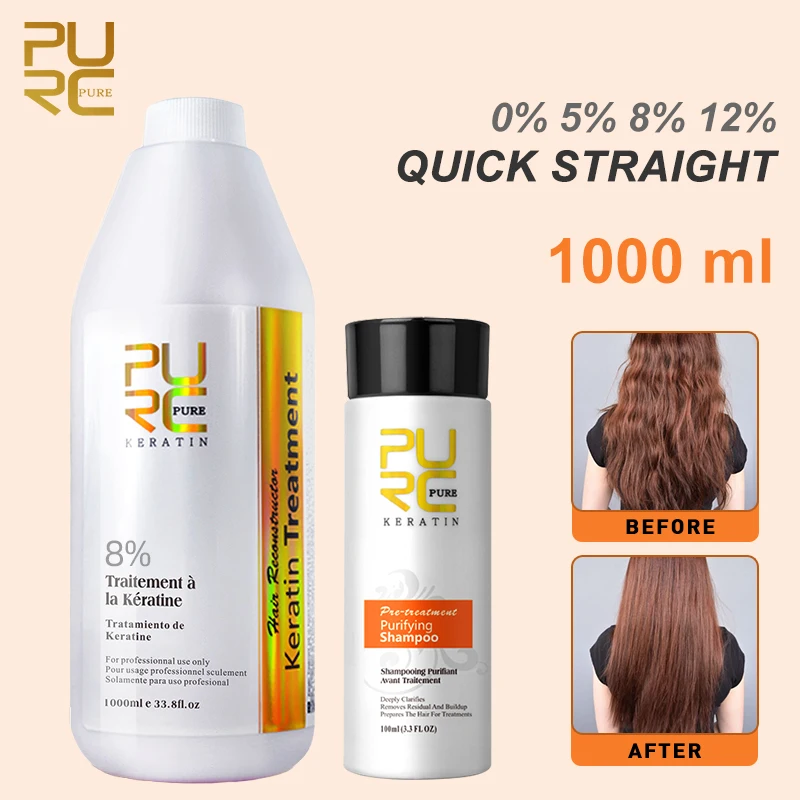 

PURC 1000ML Keratin Shampoo Set 0% 5% 8% 12% Brazilian Keratin Straightening Repair Treatment Professional Hair Salon Products