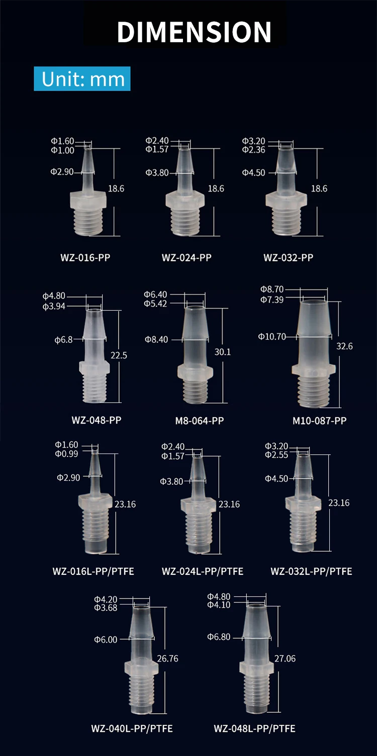Rosca masculina 1 4-28 aos adaptadores farpados
