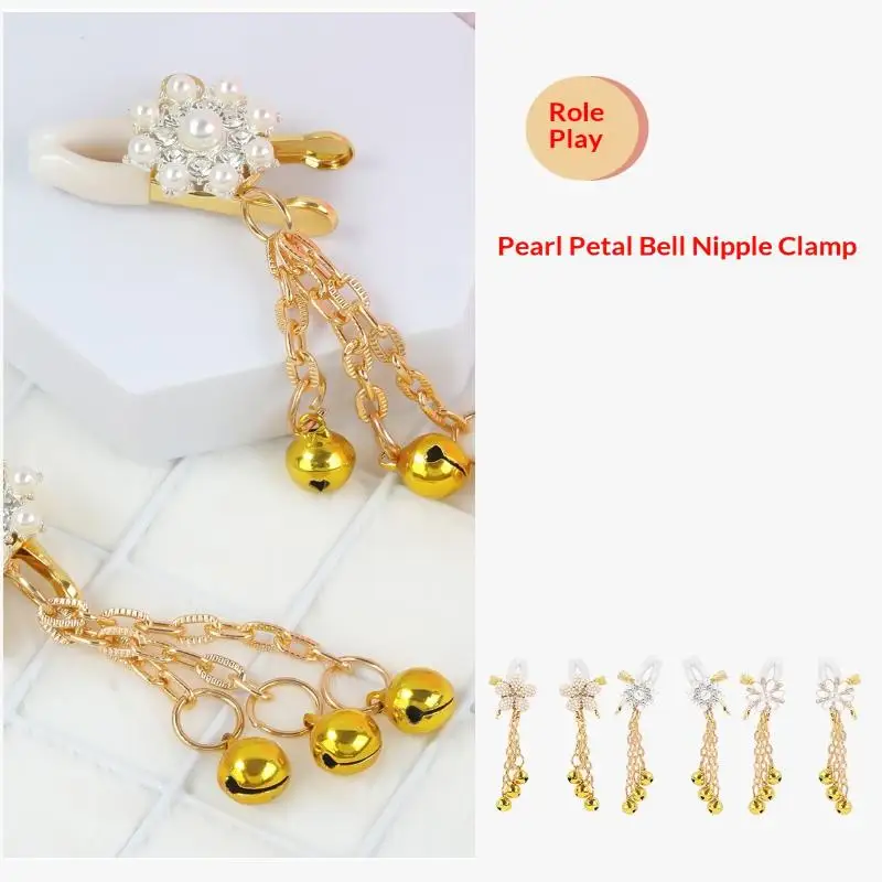 Adjustable Pearl Nipple Clamps With Bells Sexy Nipple Stimulation_voghion.com