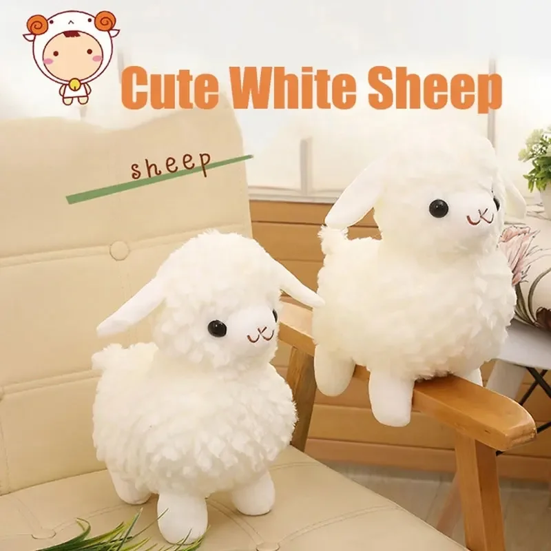 Plush Toy White Sheep Lamb Cute Kawaii Animal Dolls Girl Stuffed Soft Doll Cushion Sofa Pillow Gifts Christmas Birthday Gift