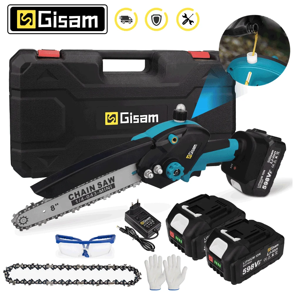 Gisam8InchBrushlessElectricChainsawOilerElectricPruningSaw