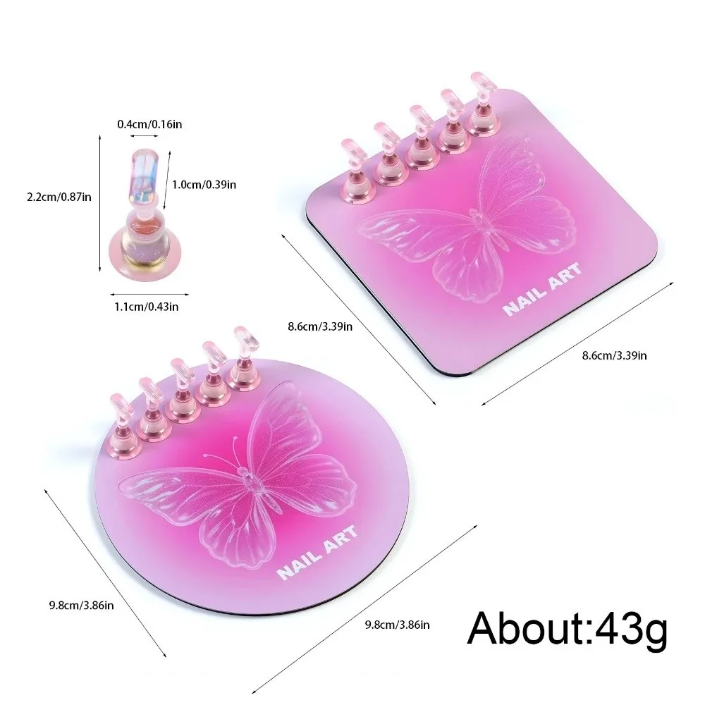 New Acrylic Nail Holder Alloy Stand Heart Nail Art Practice Holder 2In1 Mixing Color Drawing Pallet Nail Supplies