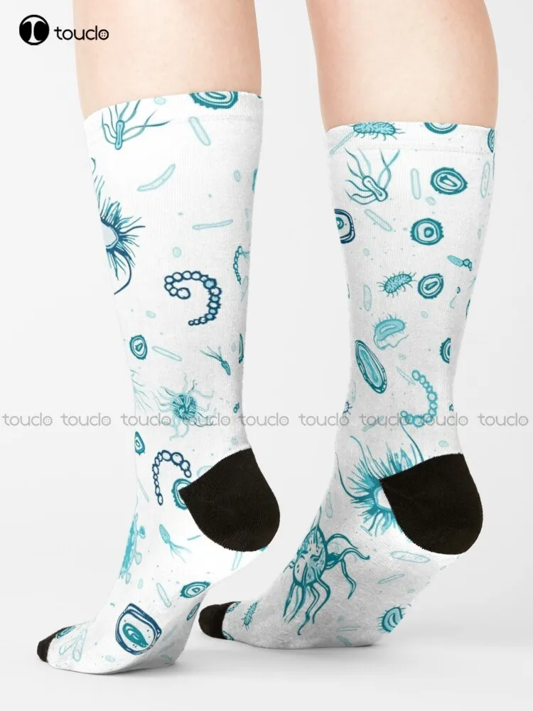 

Microbiology Microscopic Organisms Socks Womens Black Fun Socks Cartoon Street Skateboard Socks Unisex Adult Teen Youth Socks