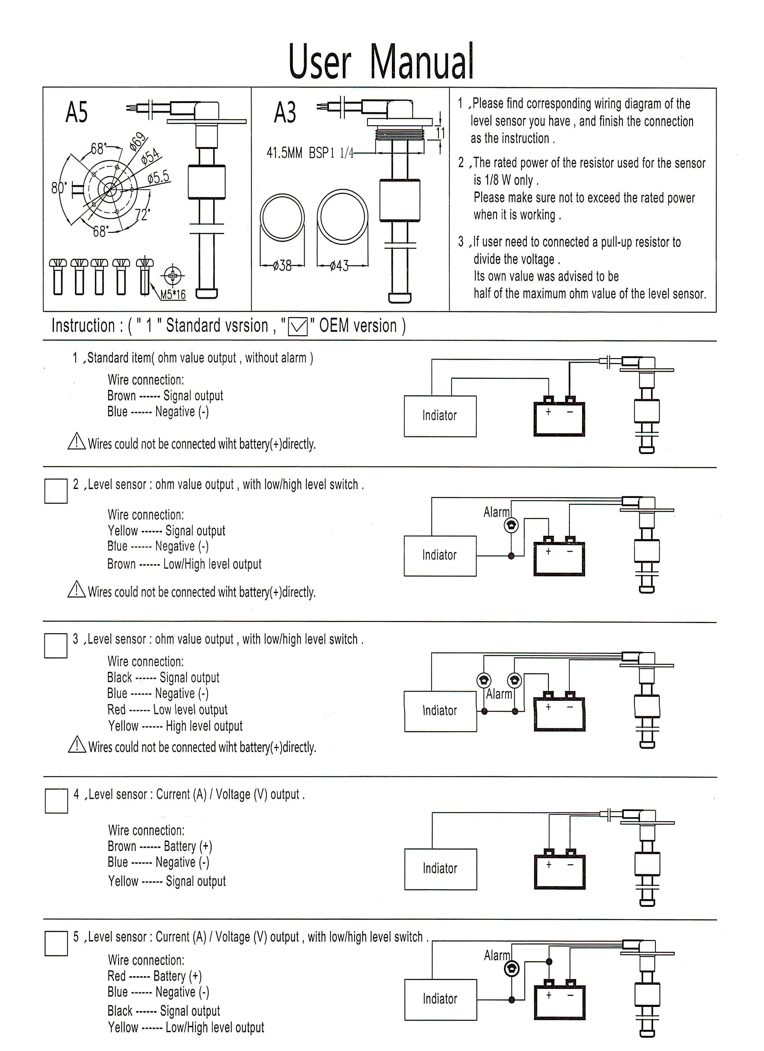 Maßgeschneiderter Auto-Kraftstoffschwimmersensor 0–190 Ohm mit Kraftstoffstandsanzeige, 52 mm Öltank-Messanzeige für Boot, Yacht, 12 V, 24 V, wasserdicht – Detail 3