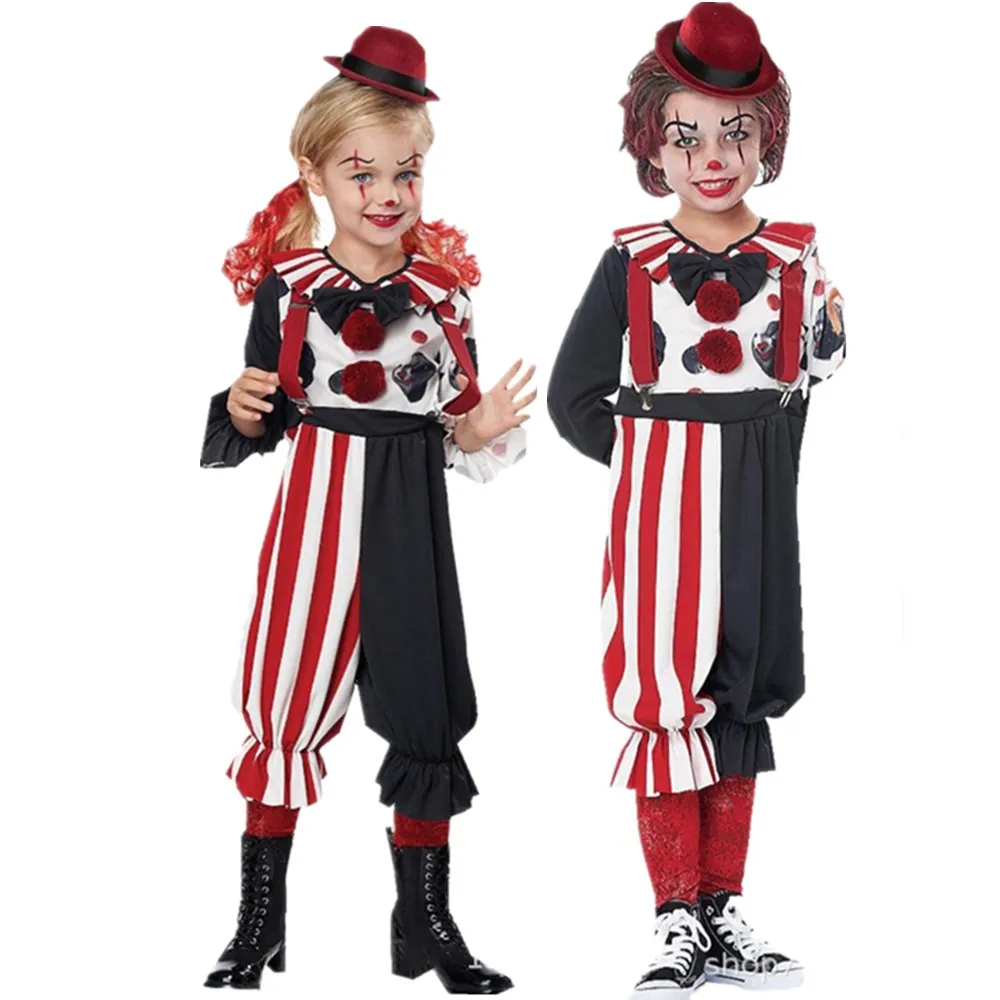 

Halloween Kids Movie Clown Costume For Boy Girl Funny Cosplay Performance Suit Circus Magician Uniform Carnival Party Costumes