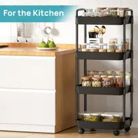 Plastic Rolling Utility Cart with Handle Storage Trolley for Office, Living Room, Kitchen, Movable Storage Organizer with Wheel 5