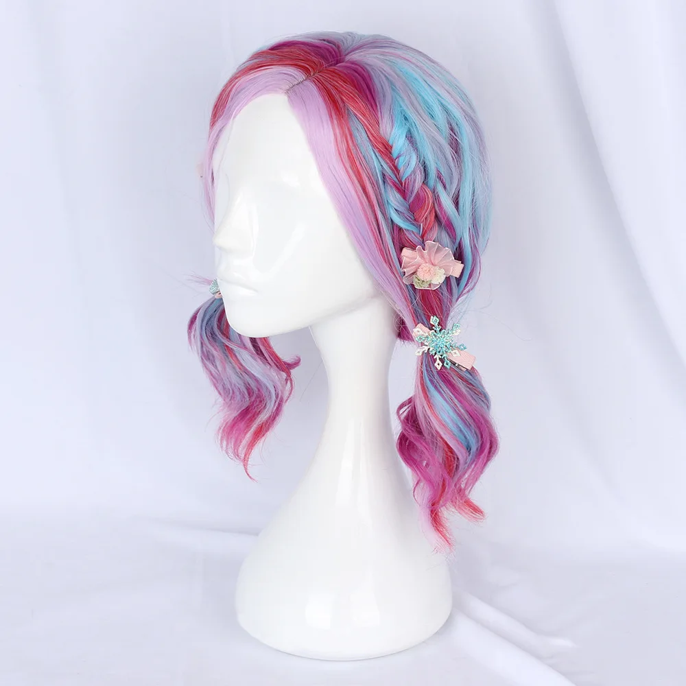 VICWIG-Perucas Curtas Onduladas e Encaracoladas, Ombre Colorido, Mistura de Cabelo Sintético Natural, Lolita Cosplay Peruca para Festa Diária