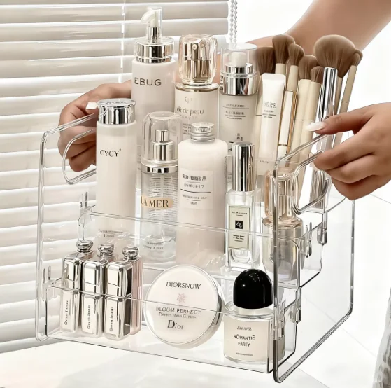 Acrylic Transparent Slanted Cosmetic Storage Organizer Basket