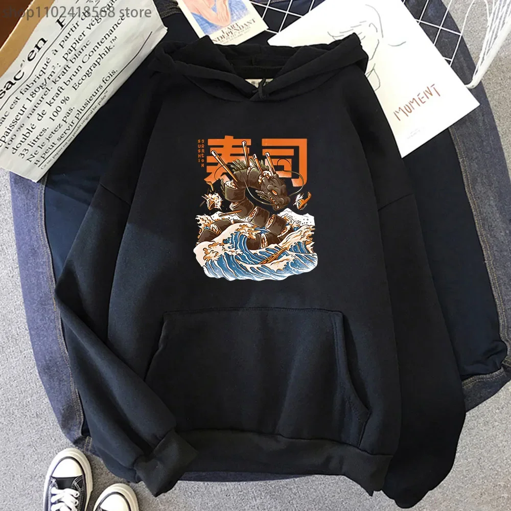Great Sushi Dragon Hoodies Japanese Style Sweatshirt High Street Streetwear Women Clothing Harajuku Men Pullover Y2k  Sudaderas