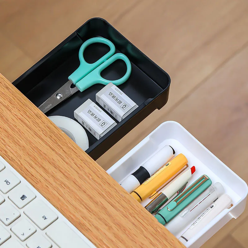 Drawer Organizers Convenient Desk Storage Under Desk Drawer Adhesive Sticky Hidden Self Multifunctional Storage Drawer Table for Home School