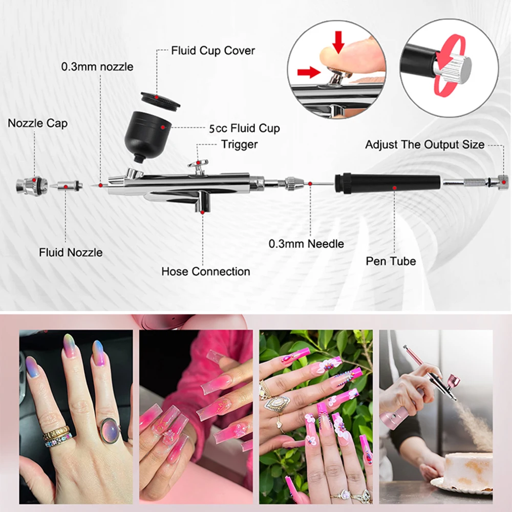 Portable High Pressure USB Rechargeable Airbrush Kit Wireless Compressor Double Action Spray Gun Oxygen Jet Sprayer Air Brush