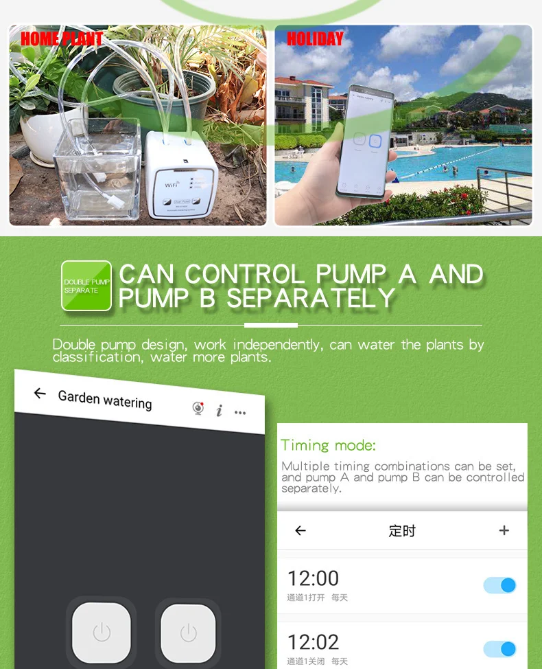 WIFI Control Plant Drip Irrigation Watering System Kit Garden Automatic Watering Device Pots Double Timed Water Pump