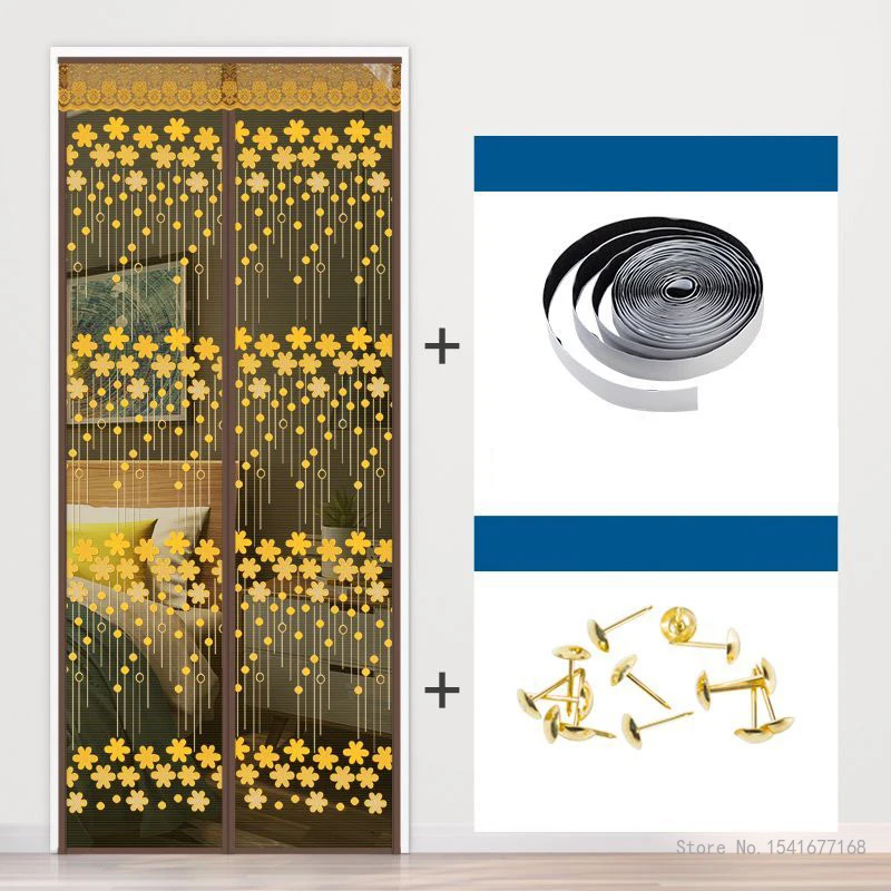 Summer Magnetic Screen Door Curtain, Anti Mosquito Net Insect Fly Bug Curtains Automatic Closing Mesh Anti Mosquito Door Curtain