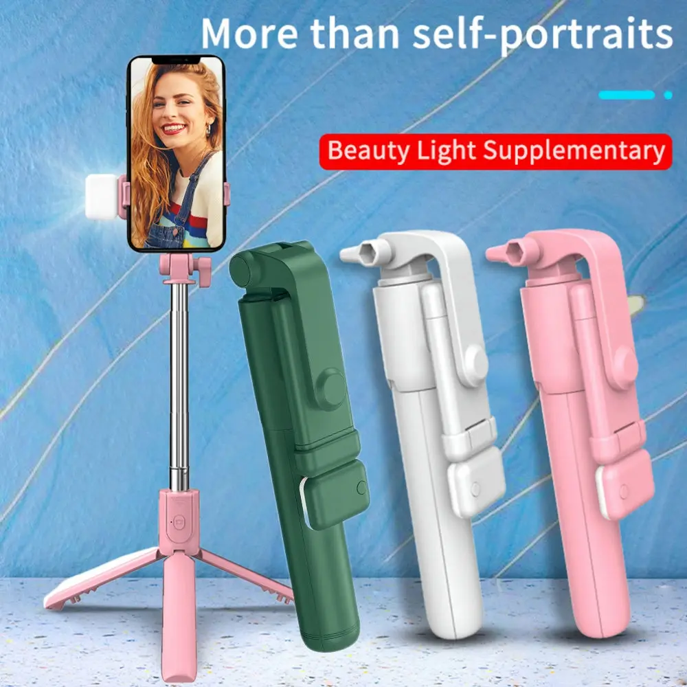 Wireless Bluetooth-compatible Selfie Stick with Led Ring Light Foldable Tripod Monopod For iPhone For Android Live Tripod