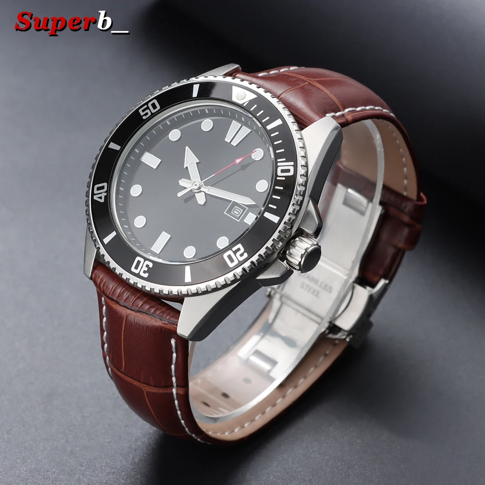 Elegant Genuine Leather Butterfly Clasp Watch Band with Premium Wooden Box