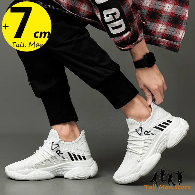 Man Lift Sneakers Elevator Height Increase Insole 7-8cm Shoes for Men Mesh Summer