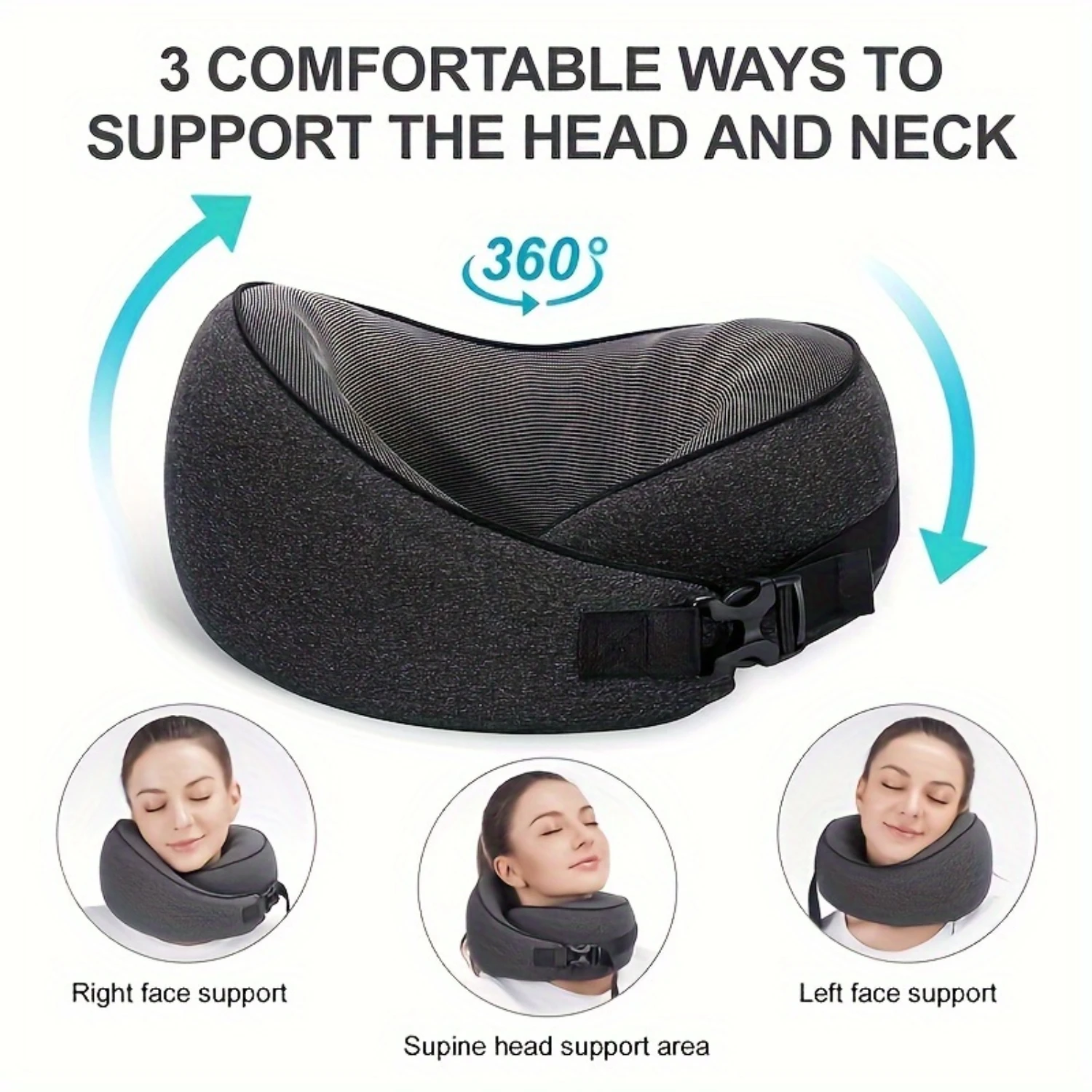 Comfortplus Soft Polyester Memory Foam Travel Pillow-Breathable, Washable Cover, With Carry Bag-Ideal for Airplane Use