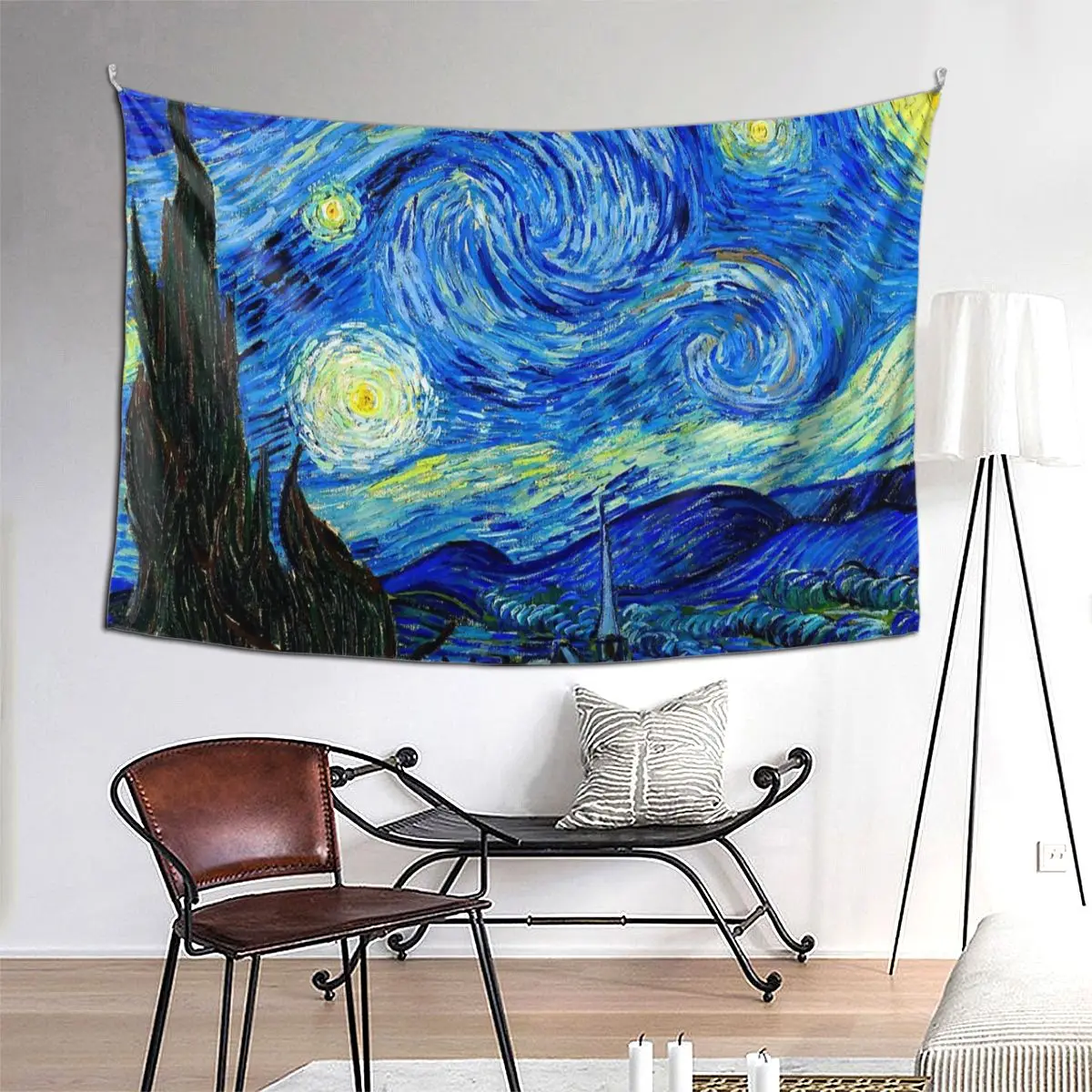 

Starry Night By Van Gogh Tapestry Art Wall Hanging Aesthetic Home Decor Tapestries for Living Room Bedroom Dorm Room