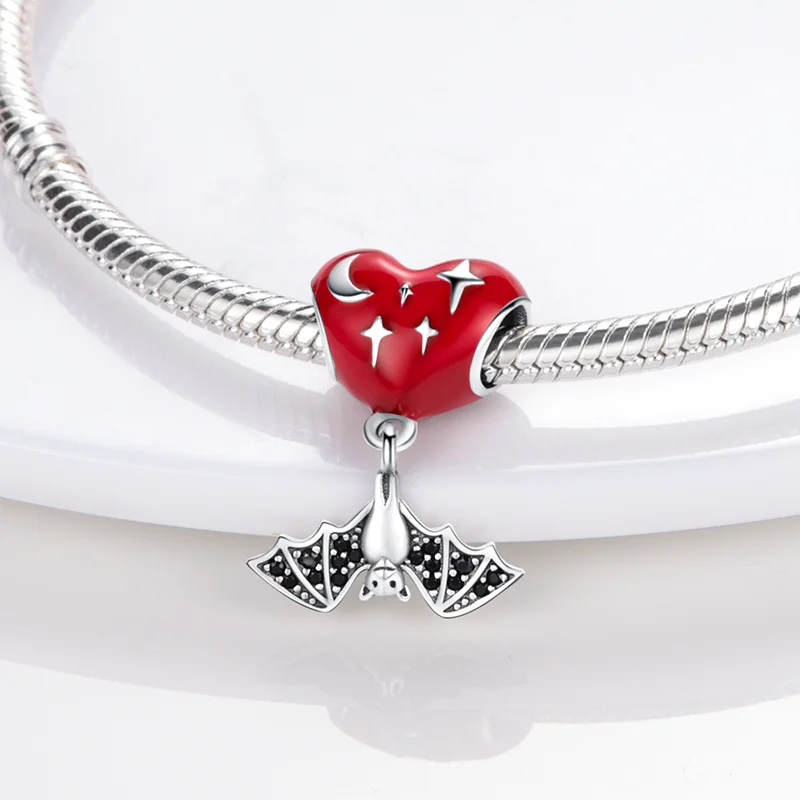 Rote Serie Anhänger-Charms Perlen Plata Charms aus 925er Silber passend für Original Marken Damen Armband Anhänger Halskette Schmuck – Detail 35