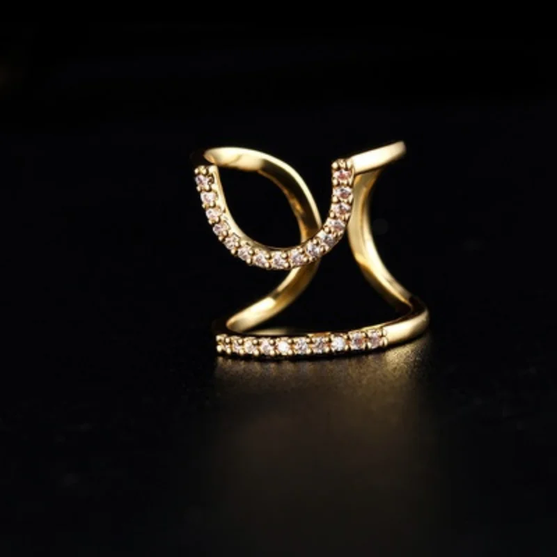 Geometric Diamond Open Ring Personalized Fashion and Exquisite U-shaped Nail Ring Fashion Jewelry