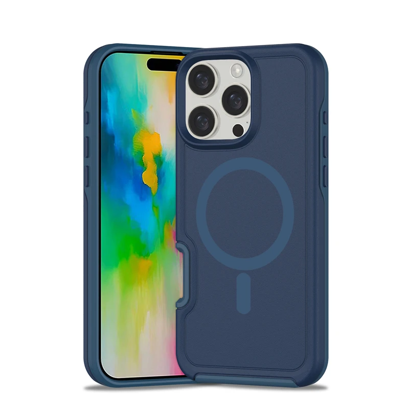 Magnetic Dual Layer Armor Shockproof Matte Phone Case with Enhanced Protection