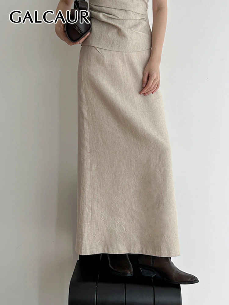 

GALCAUR Minimalist Slimming Skirts For Women High Waist Split Elegant Temperament A Line Skirt Female Summer Fashion Clothing