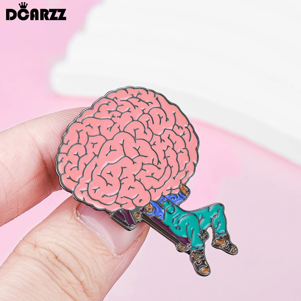 DCARZZ 수리용 뇌 에나멜 핀, 의료 심리학 브로치, 옷깃 배낭 모자 장식 배지