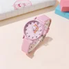 cute pink pu leather band unicorn Children's cartoon watch 4