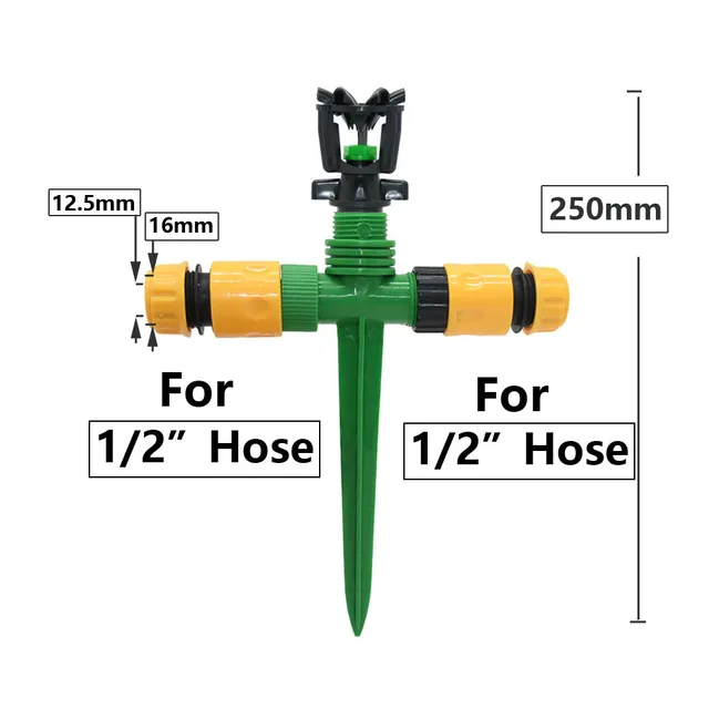 Garden Lawn Rotating Sprinkler 1/2" Male Thread Plastic Spike Sprinkler Nozzle 360 Degree Automatic Rotating Watering Irrigation 2