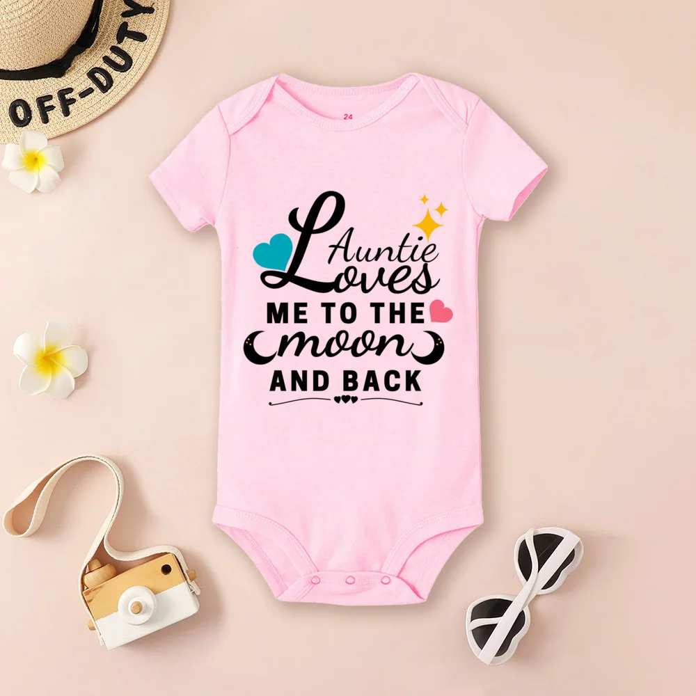 Baby Romper Auntie Loves Me To The Moon and Back Print Infant