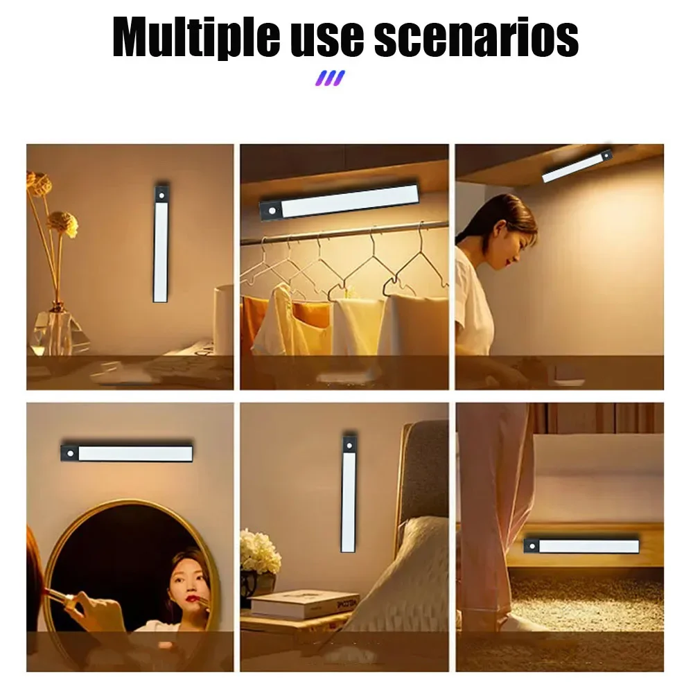 Xiaomi Night Lamp With Motion Wave Sensor LED USB Rechargeable Light 3 Colors Dimmable Bedroom Bedside Kitchen Magnetic Decor