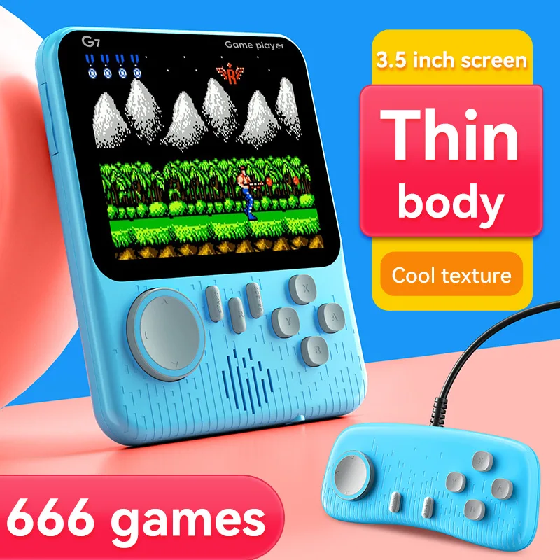 

Pocket Game Console Slim G7 Game Console Portable Retro 666-in-1 High-definition Color FC Card Machine Gift for Children's Day