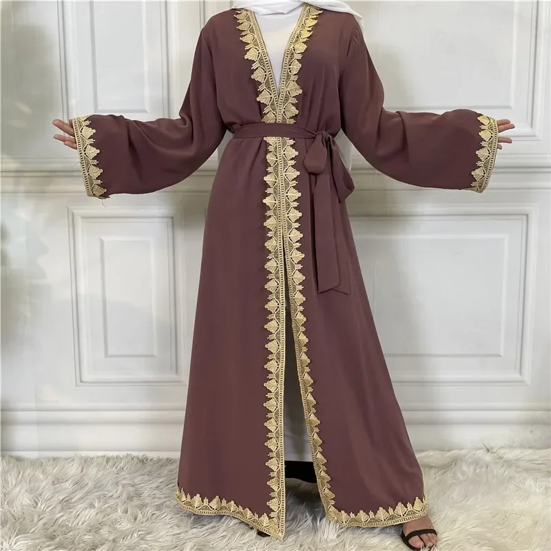 Eid Mubarak Open Abaya Kimono Embroidery Muslim Hijab Dress Kaftan Causal Abayas for Women Dubai Turkey Ramadan Islamic Clothing