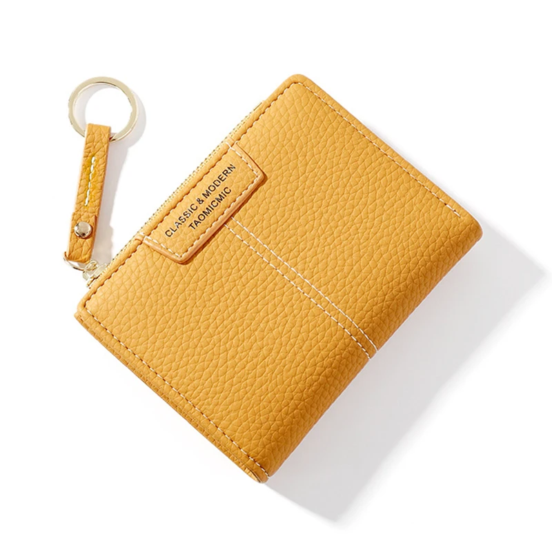 

Small Purse Zipper Keychain Wallets for Women Soft PU Leather Female Purse Mini Hasp Card Holder Coin Short Wallets
