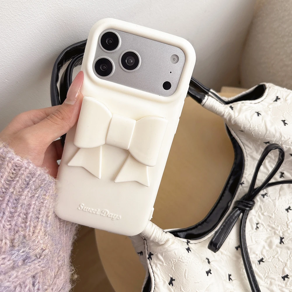 Chic 3D Bowknot Shockproof Silicone Phone Case - Sweet Bow Design