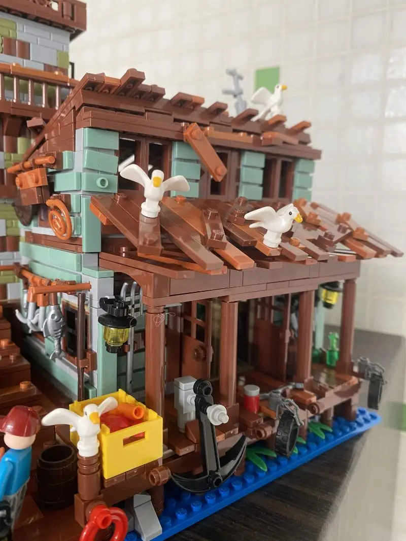 MOC Fisherman Cabin House Pier MINI Bricks Toys